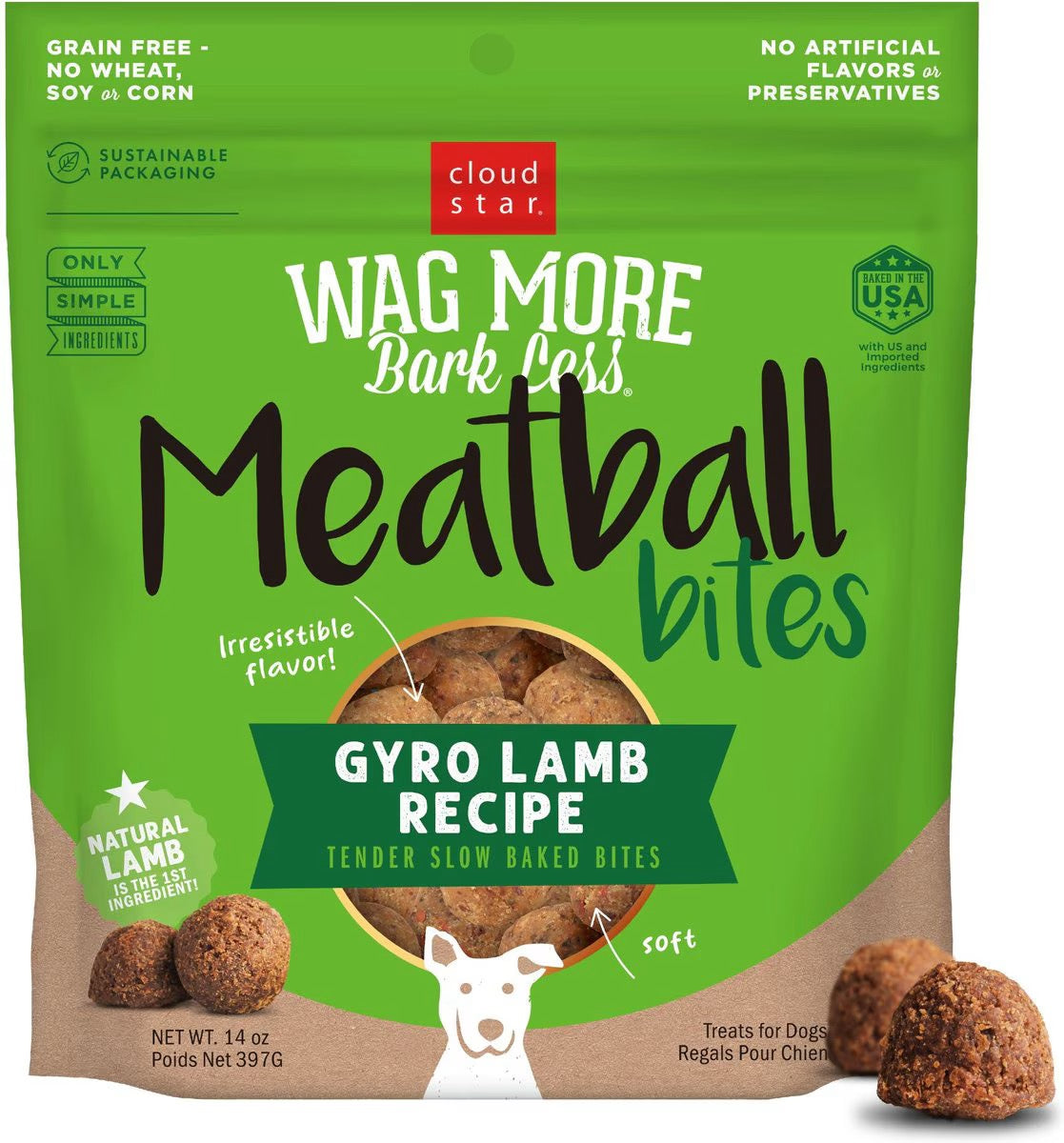 Wagmore Grain Free Lamb Meatball Bites Dog Treats (14oz)