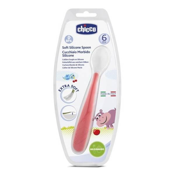 Chicco Baby Spoon - Soft Silicone Weaning Spoon for Babies 6 Months+, BPA-Free, Ergonomic Design