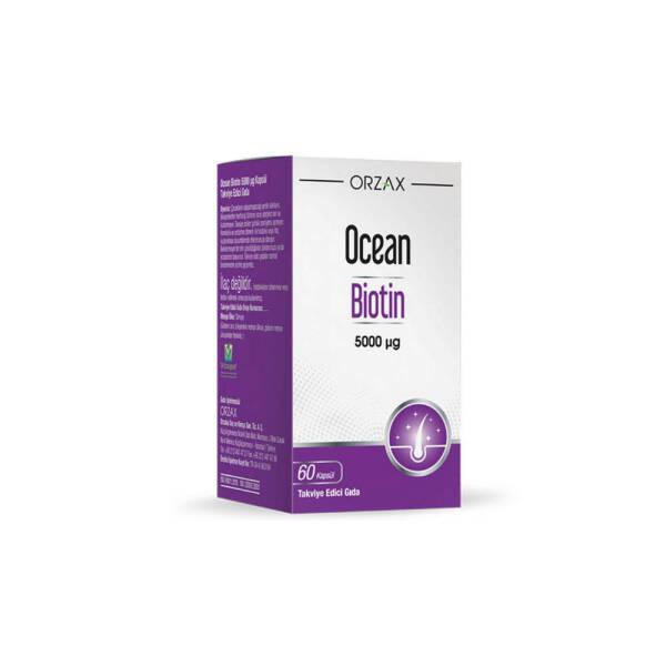 Ocean Biotin 5000 mcg Dietary Supplement for Hair, Skin Health - 60 Capsules