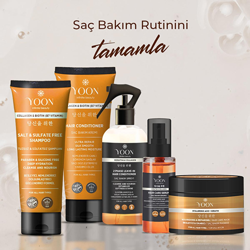 Yoon Keratin Hair Care Set - Sulfate-Free, Nourishing Treatment for Damaged Hair with Brazilian Blowout Straightening Effect