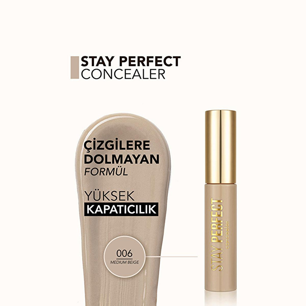 Flormar Stay Perfect Concealer: High Pigment, Long Lasting, Natural Finish - Medium Beige Coverage for Dark Circles & Blemishes