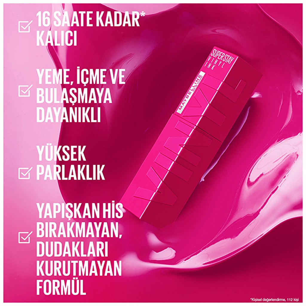 Maybelline New York Super Stay Vinyl Ink Liquid Lipstick - Long-Lasting, Smudge-Proof, High Gloss Finish - 145 Rogue