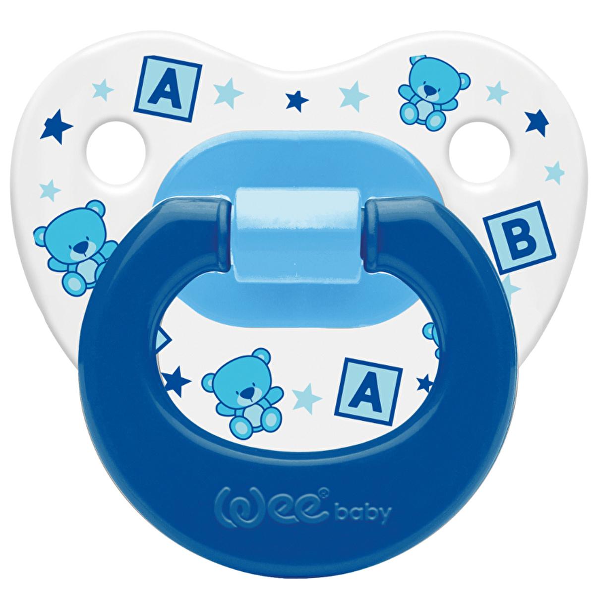Wee Baby Orthodontic Silicone Baby Pacifier - Designed for Healthy Dental Development (0-6 Months) - Blue Newborn Soothing Pacifier