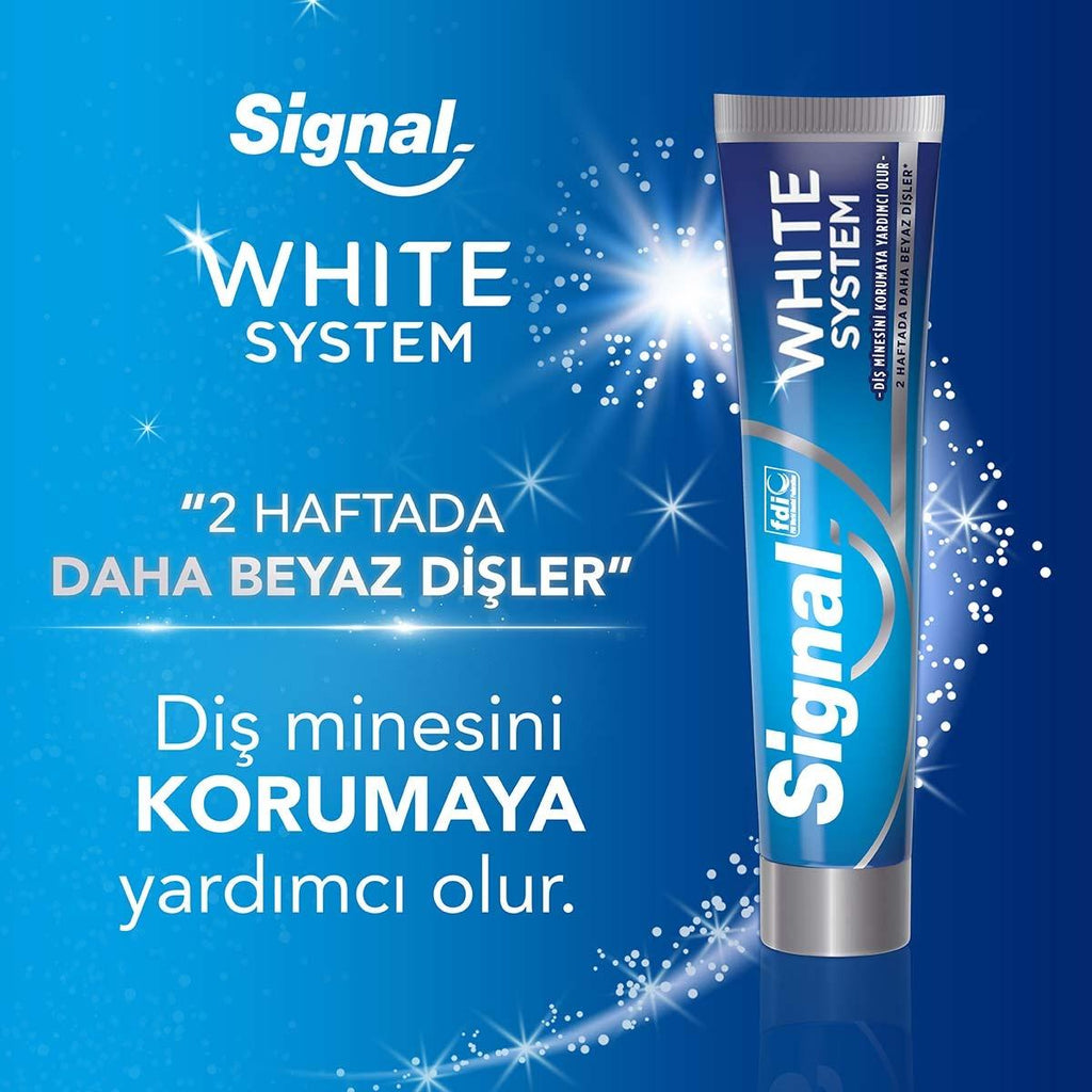 Signal White System Original Whitening Toothpaste - Natural Whitening Ingredients, Gentle on Teeth & Gums - 2.54 fl oz