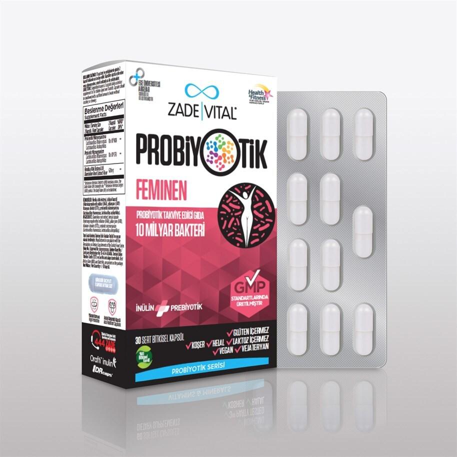 Zade Vital Probiyotik Feminen Probiotic Dietary Supplement for Women's Health - 30 Capsules