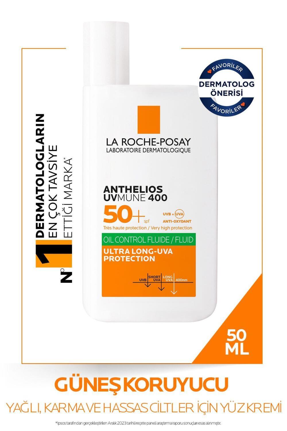 La Roche-Posay Anthelios Oil Control Facial Sunscreen SPF 50+ - UVA/UVB Protection for Oily & Sensitive Skin, Non-Comedogenic, Matte Finish
