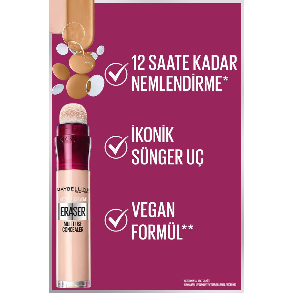 Maybelline Instant Anti Age Eraser Concealer - High Coverage Anti-Aging Makeup for Flawless Skin