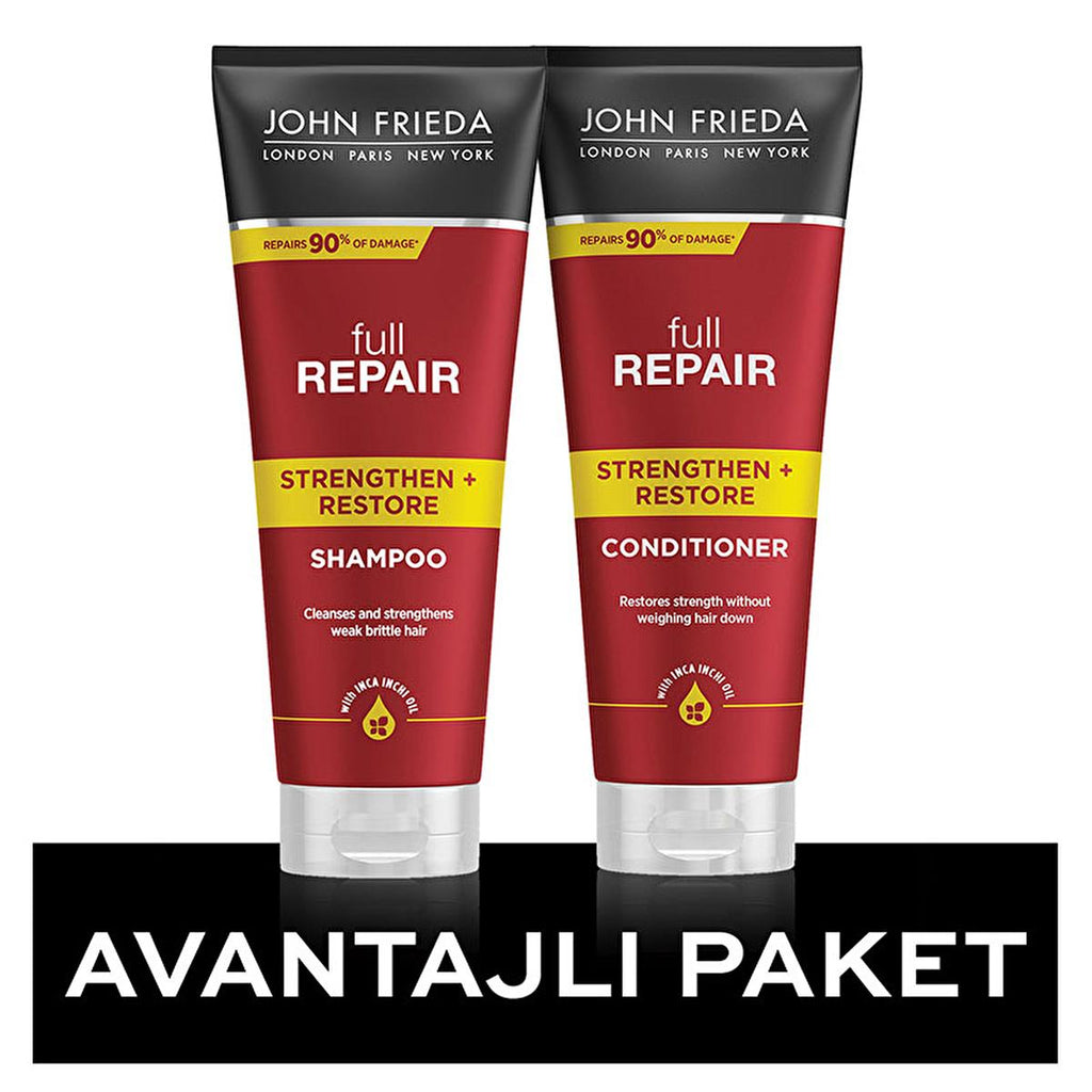 John Frieda Full Repair: Inca Inchi Oil Shampoo & Conditioner Set - Strengthens, Repairs Damaged & Color-Treated Hair, Breakage & Split End Defense