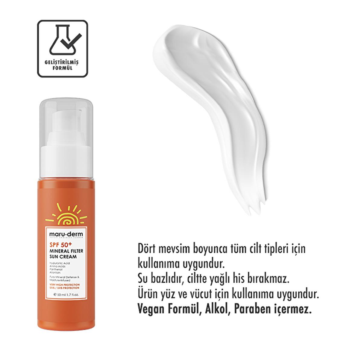 Maruderm Mineral Sunscreen Cream SPF 50+ - Natural Sun Protection for Sensitive Skin, Vegan & Non-Irritating
