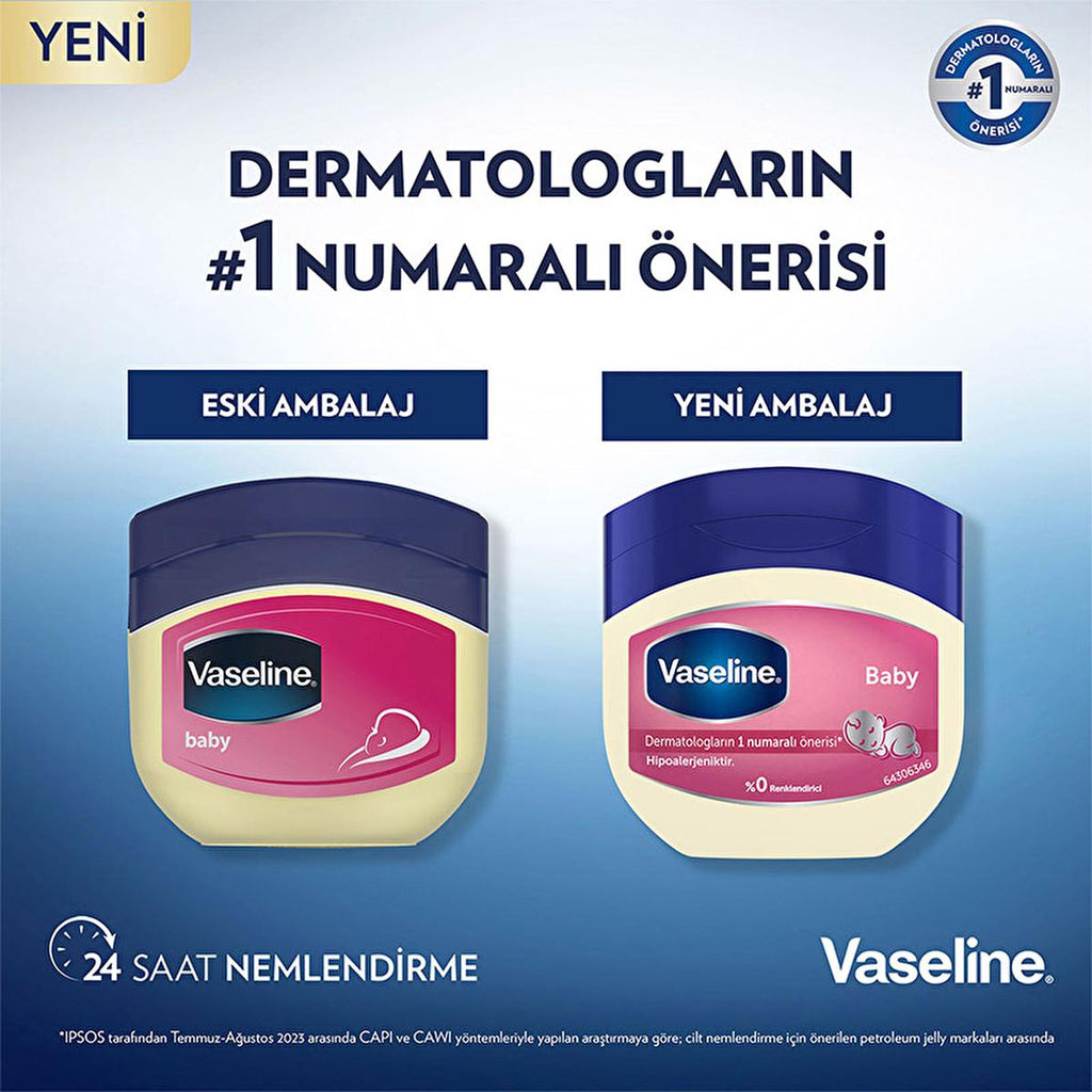 Vaseline Baby Moisturizing Jelly - Hypoallergenic, 24-Hour Hydration for Dry Skin - Dermatologist-Recommended