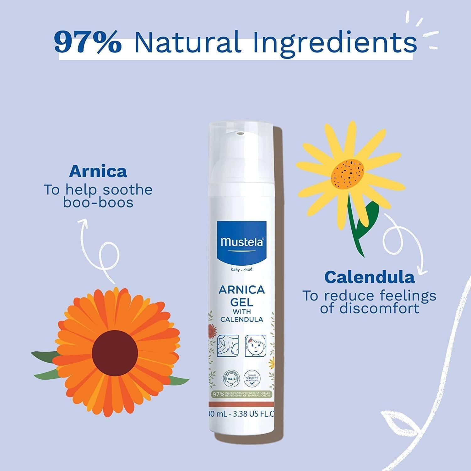 Mustela Arnica Organic Moisturizing Gel - Natural Baby Skincare Gel with Arnica & Calendula