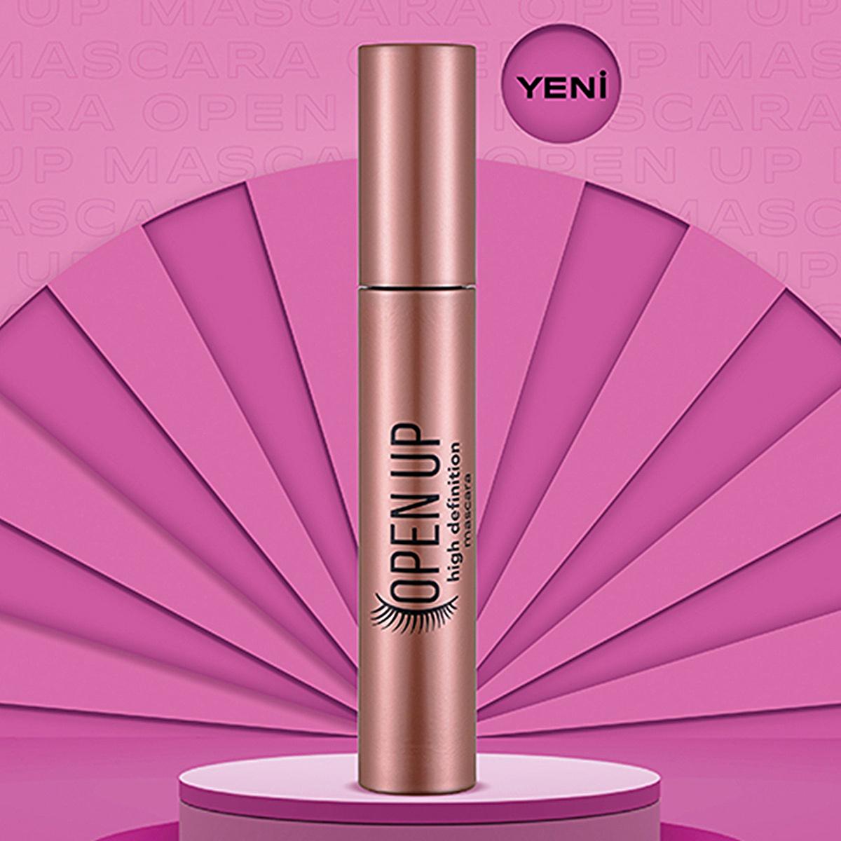Flormar Open Up HD Mascara - Long-Lasting, Matte Finish, Silicone Brush for Separation and Volume