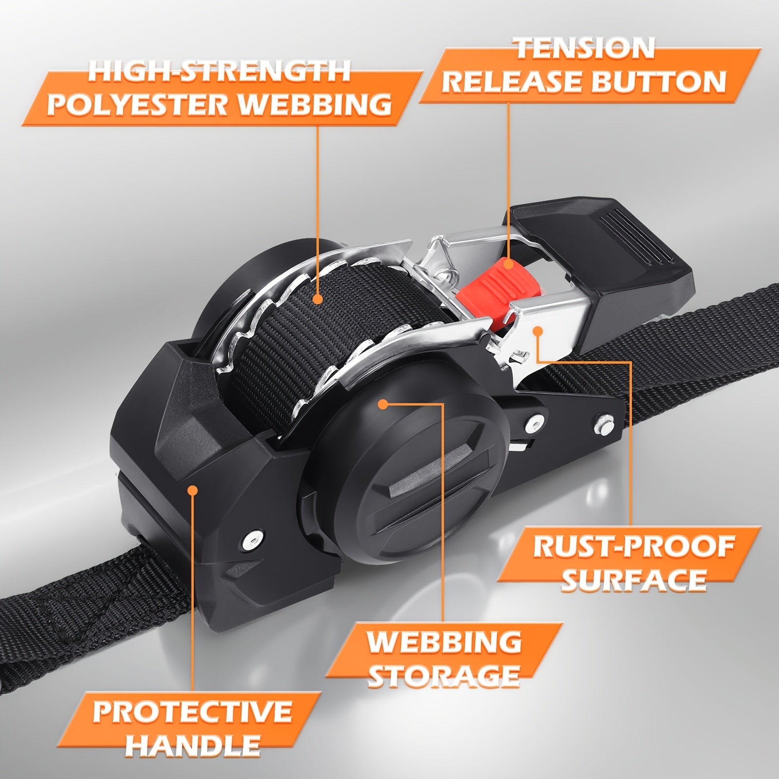 4PCS Retractable Ratchet Tie Down Straps – 10FT Heavy Duty Self-Retracting Cargo Straps for Truck, Trailer & Motorcycle