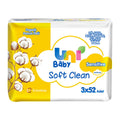 Uni Baby: Soft Clean Organic Cotton Sensitive Baby Wipes 3-Pack (156 Count) - Gentle, Hypoallergenic, Fragrance-Free Newborn Wipes