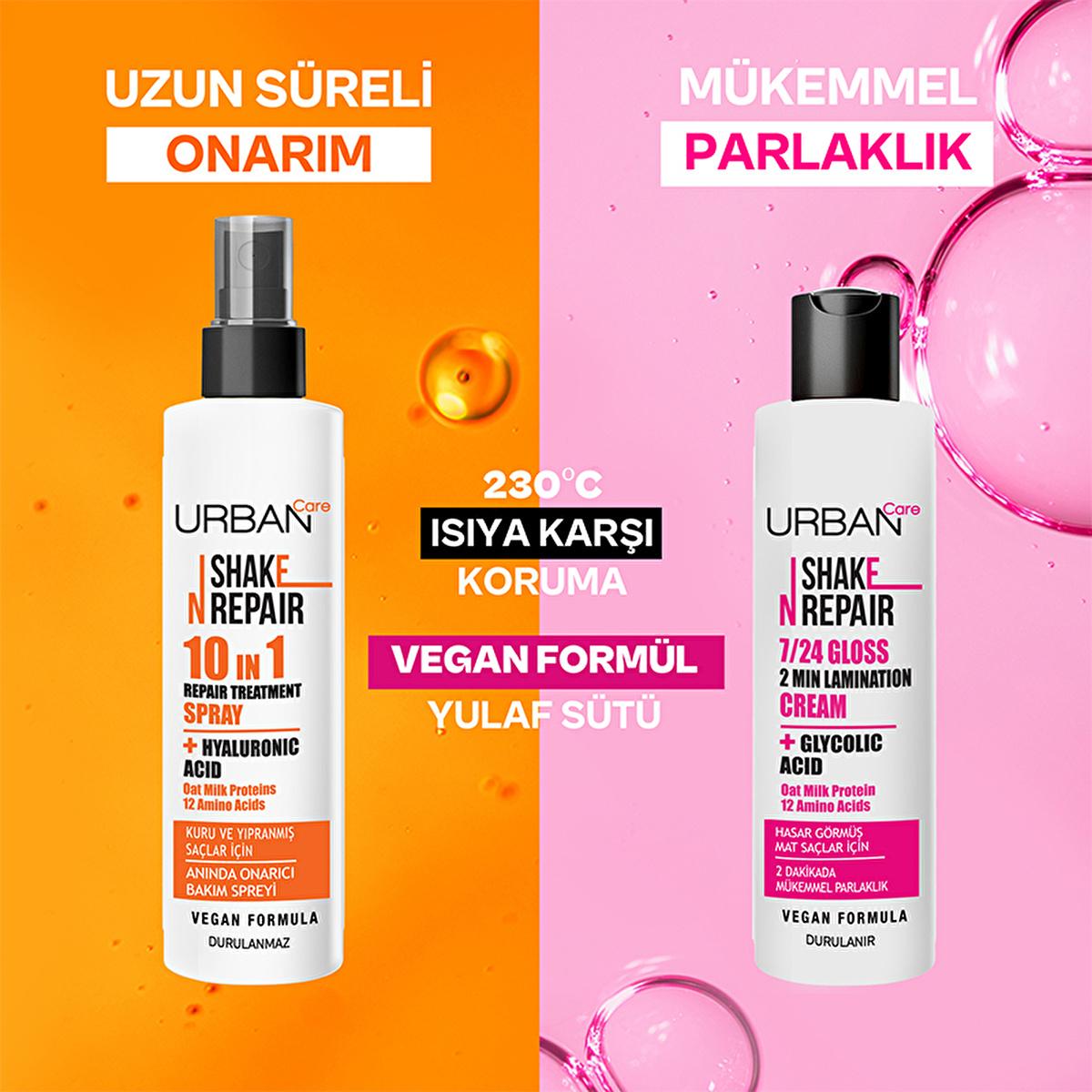 Urban Care Shake N Repair: Gloss Lamination Hair Treatment for Damaged Hair | Vegan, Shine Enhancing with Amino Acids & Oat Milk Protein