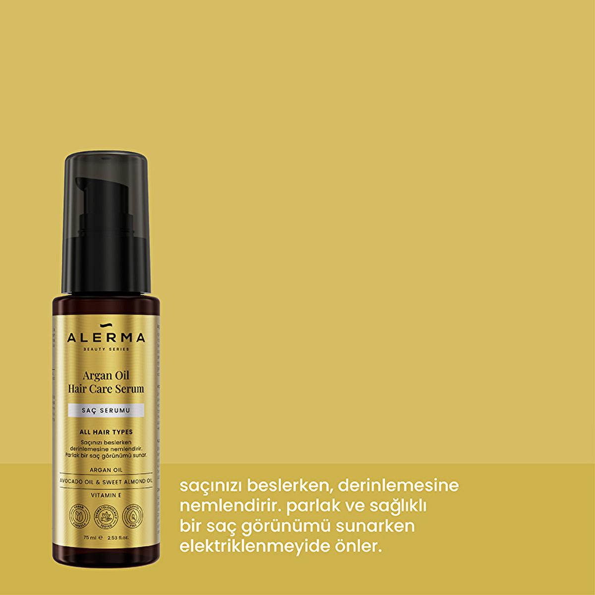 Alerma Argan Oil Hair Serum: Deeply Moisturizing, Vegan Formula for Shine, Smoothness & Frizz Control - Paraben & Sulfate Free
