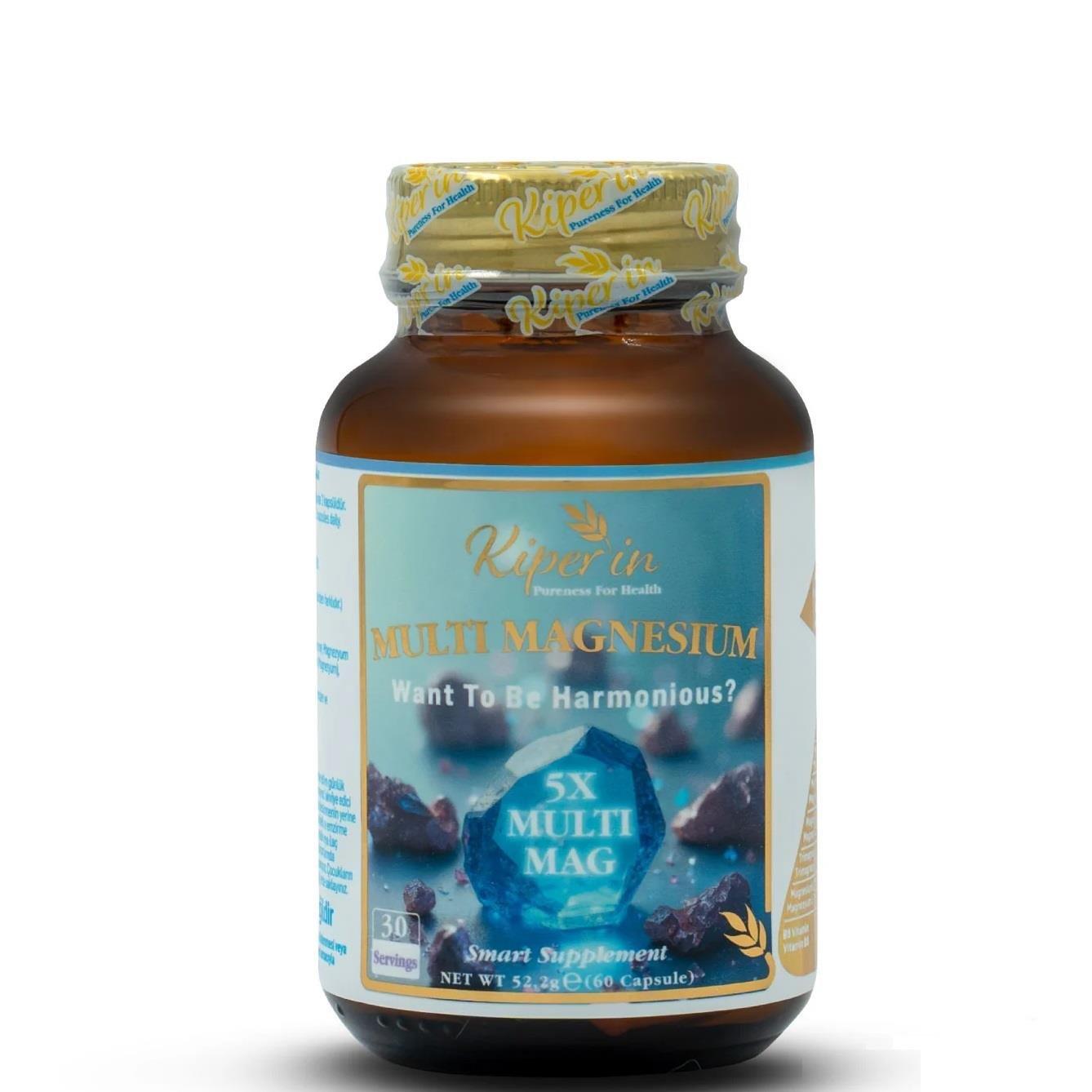 Kiperin Multi Magnesium 5X: Advanced Magnesium Complex with Taurate, Bisglycinate, Malate, Citrate, L-Treonate & Vitamin B6, 60