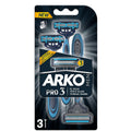 Arko Men Pro 3: Triple Blade Razor for Sensitive Skin - Smooth, Comfortable Shave & Reduced Irritation