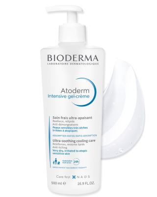 Bioderma Atoderm Intensive Gel Cream - Hypoallergenic Moisturizing Gel Cream for Dry Skin, Fragrance-Free, 16.91 fl oz