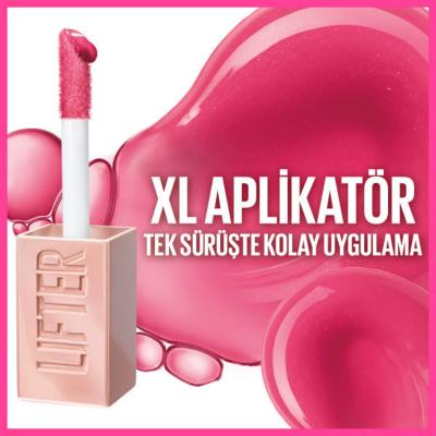 Maybelline Lifter Gloss: Hydrating Hyaluronic Acid Lip Gloss - Non-Sticky, Lifting Effect, Taffy Shade - For Fuller, Smoother Lips