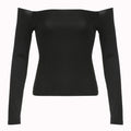 Ins Style Simple Solid Color Off-neck Shoulder-baring Bottoming T-shirt