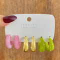 Retro Geometric Resin Earrings Combo