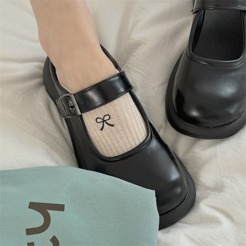 Bow Embroidery Cotton Women's Low-cut Liners Socks