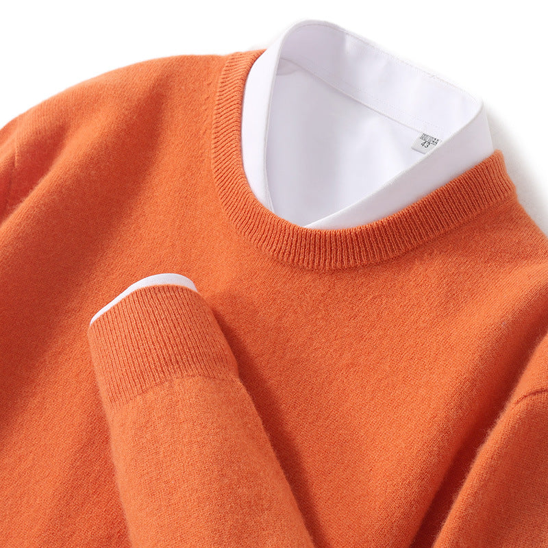 Men's Pure Wool Round Neck Autumn And Winter Knitted Sweater