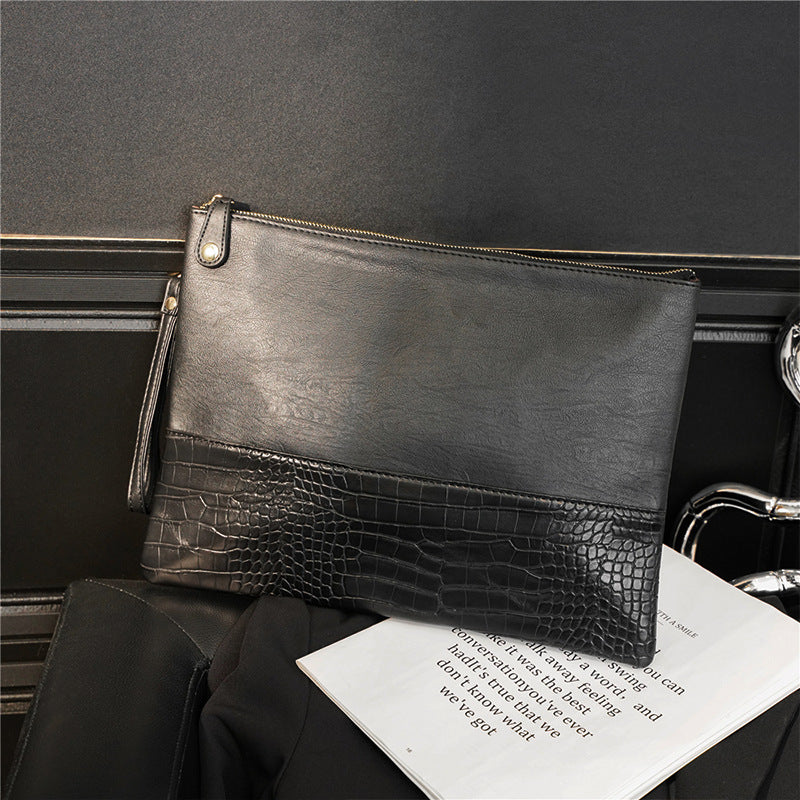 Men's Crocodile Pattern Crossbody Clutch