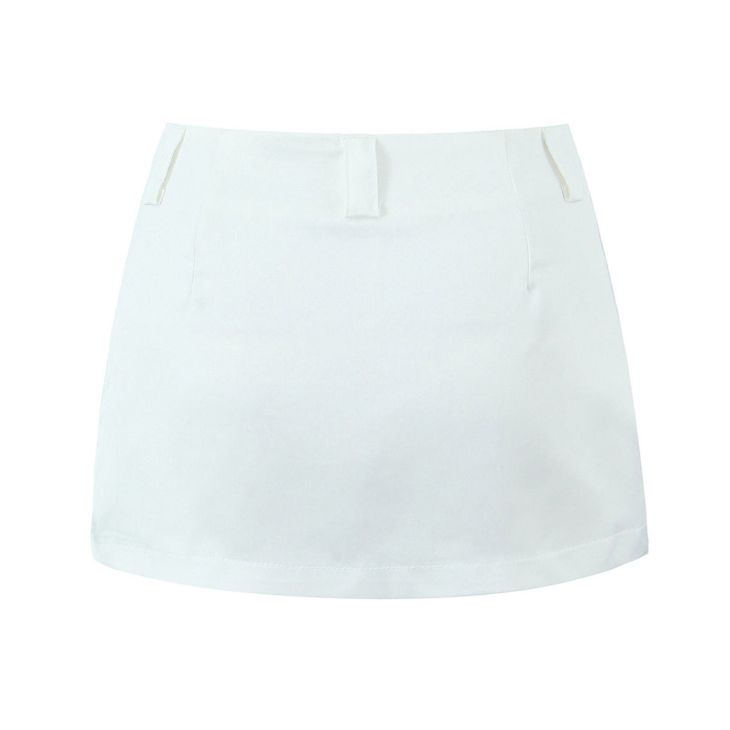 High Waist Sheath Faux Pocket Design Slim Fit Skirt Women