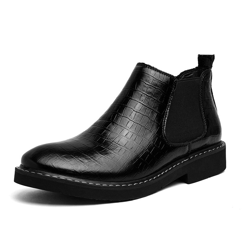 Short Middle High Top Leather Boots for Men