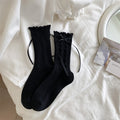 Jk Girly Style Side Wooden Ear Bow Ribbon Female Middle Tube Socks