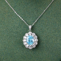 Ice Flower Blue Elegant Cool 925 Silver Accessories Clavicle Chain