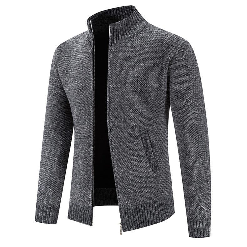 Velvet Sweater Zipper Cardigan Slim Jacket Coat