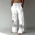 Men's Cotton Linen Printed Drawstring Trousers