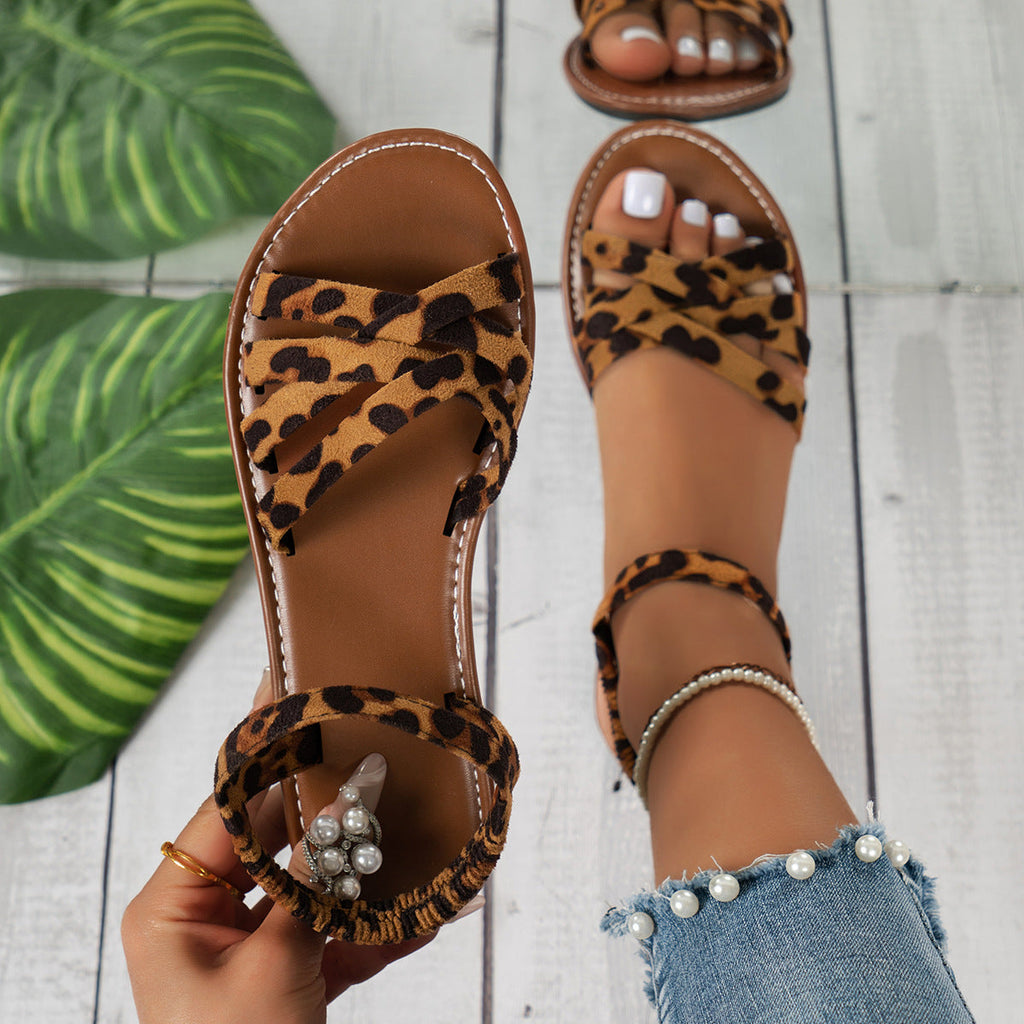 Leopard Print Flat Sandals Fashion & Non-Slip