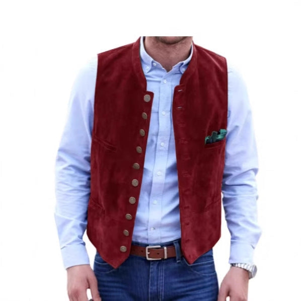Men's European And American Retro Velvet Multi-button Casual Vest Coat