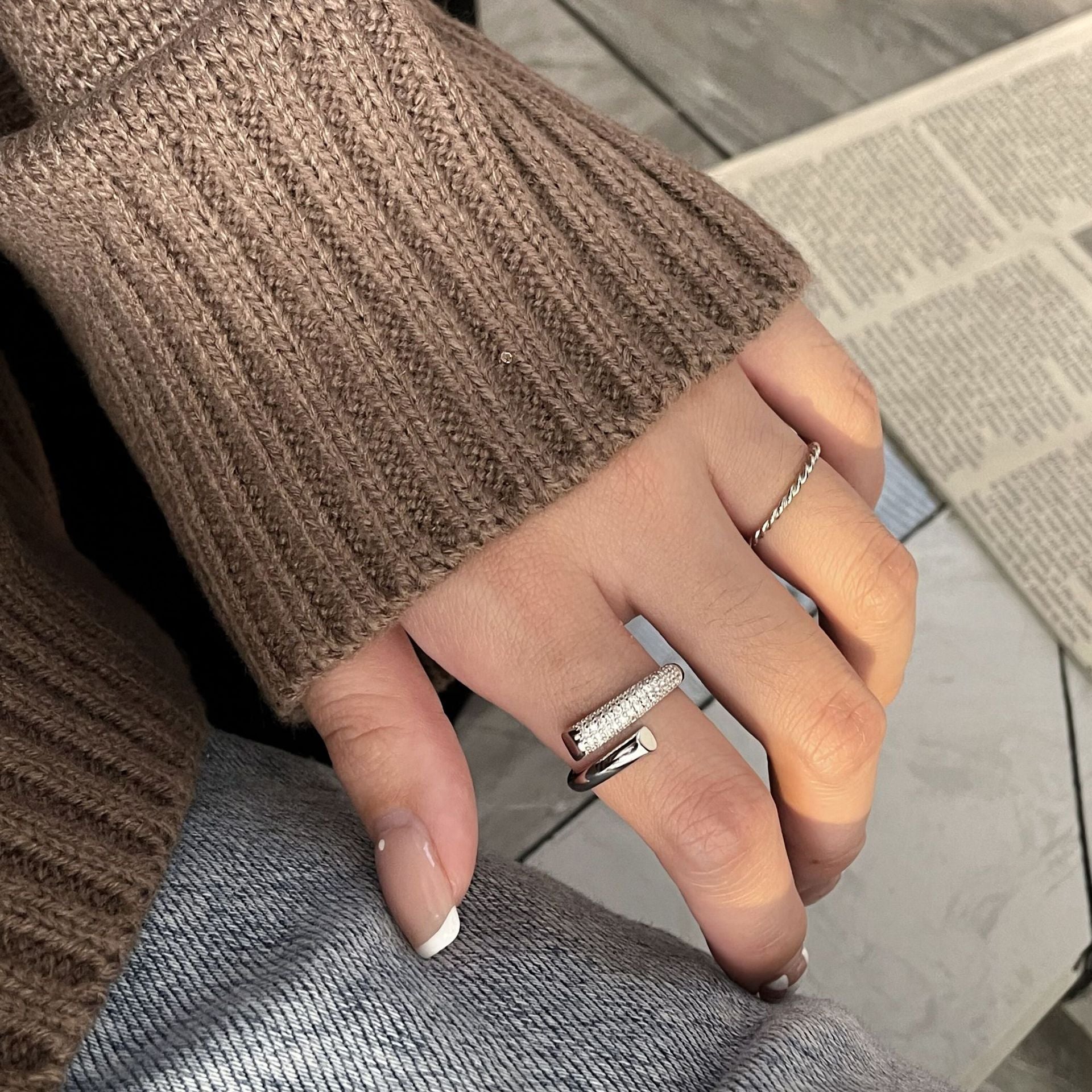 Sterling Silver Zircon Index Finger Ring