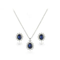 Sapphire Sunflower Necklace and Earring Set