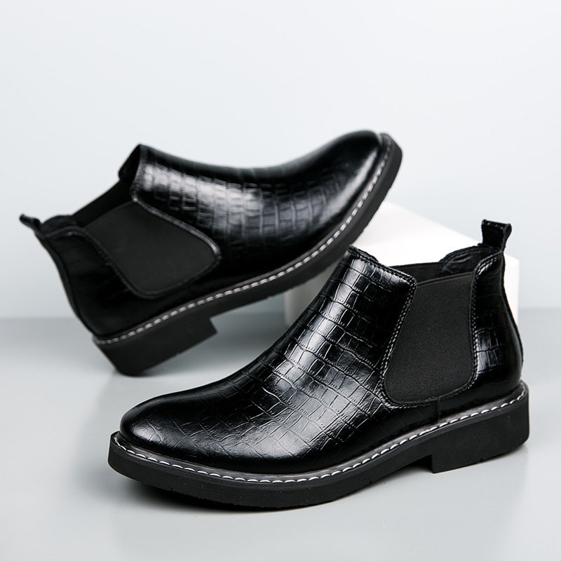 Short Middle High Top Leather Boots for Men