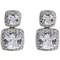 Square Shiny Zircon Stud Earrings Luxury Women