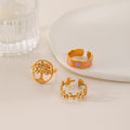 Gold Stainless Steel Heart-shaped Ring Suit