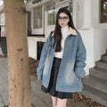 Women's Retro Color Block Denim Cardigan Jacket