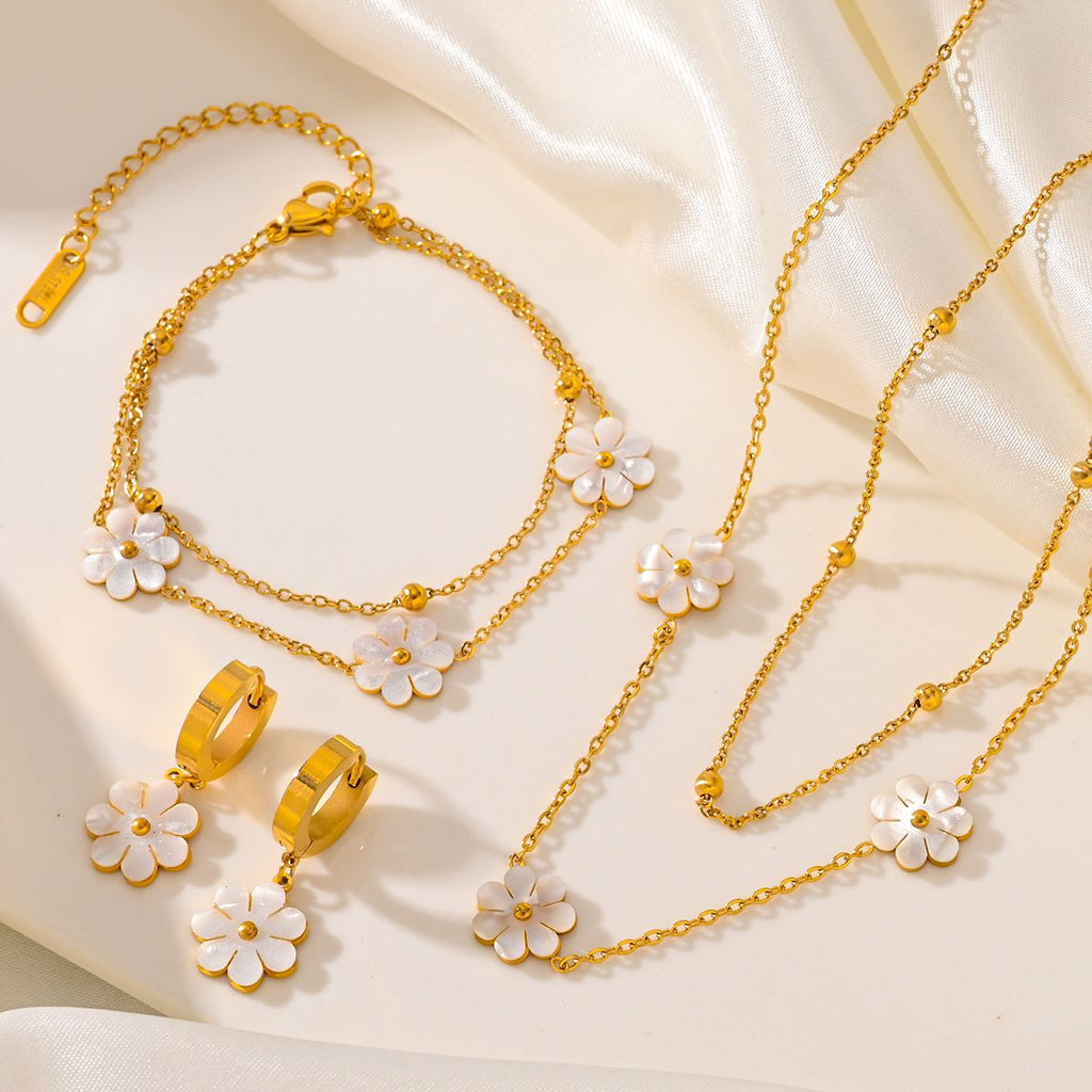 Stainless Steel Daisy Jewelry Set