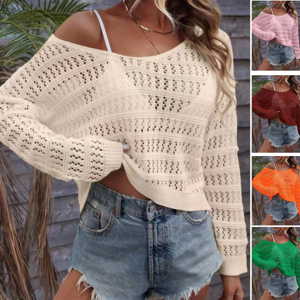Women's Hollow Out Outer Match Knitted Sweater