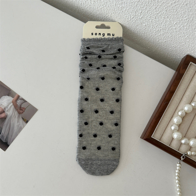 Floral Bow Mesh Mid-Calf Socks
