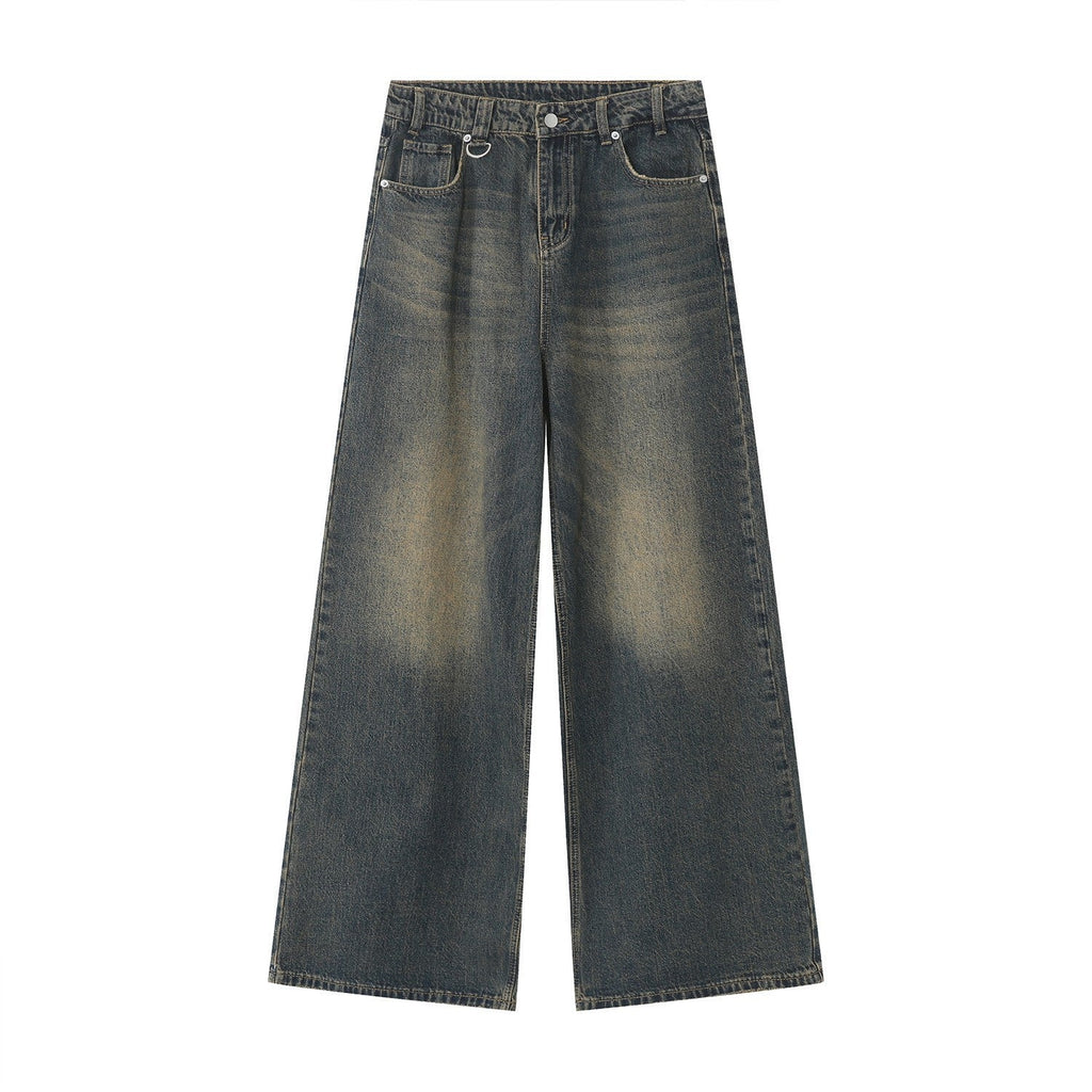 American High Street Simple Wind Black Loose Casual Jeans