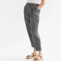 Loose High Waist Cotton And Linen Casual Pocket Casual Pants Women