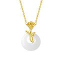 Rose Hetian Jade Necklace Women's National Fashion Peace Buckle