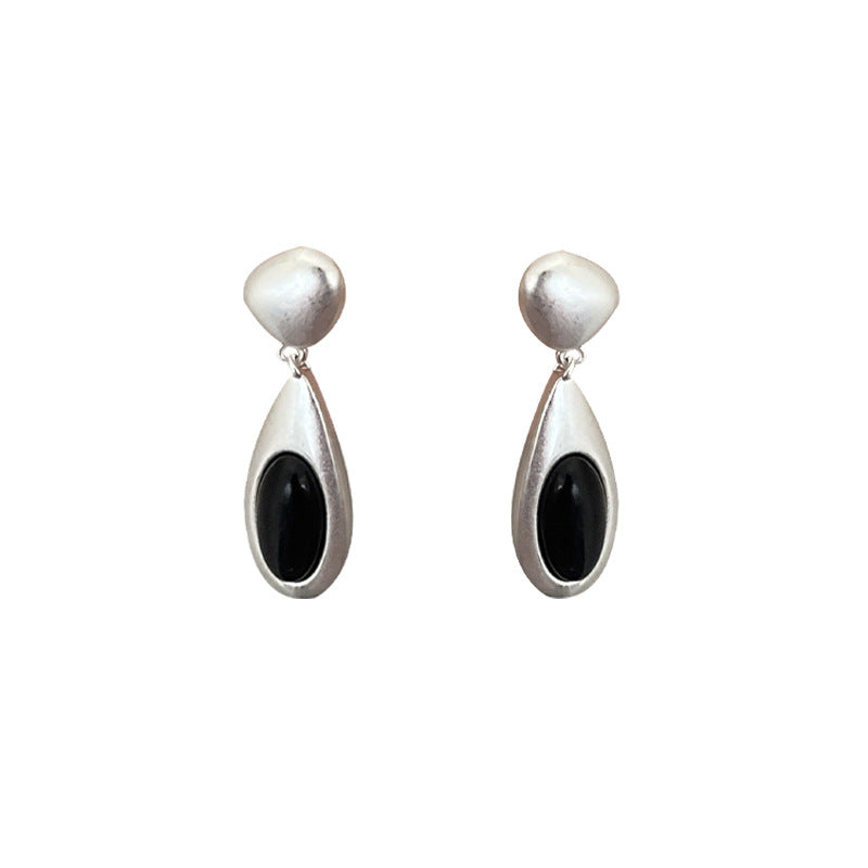 Black White Geometric Drop Earrings